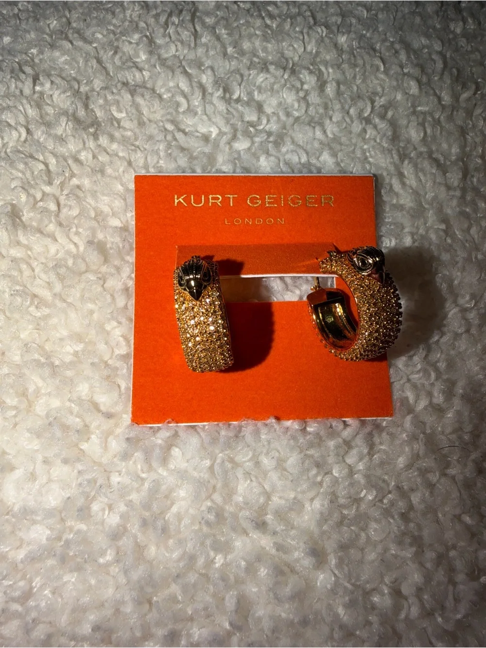 Kurt Geiger Gold Pave Crystal Hoop Earrings